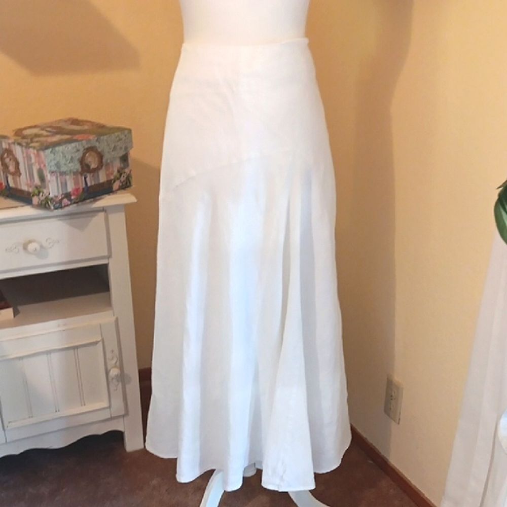 Autre Ton White Maxi A-Line LinenSkirt. WithBONUS Top. Coastal.Soft Girl.Career.
